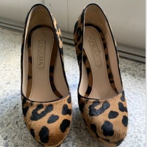 Prada Leopard Suede Platform Pumps Size 36/6